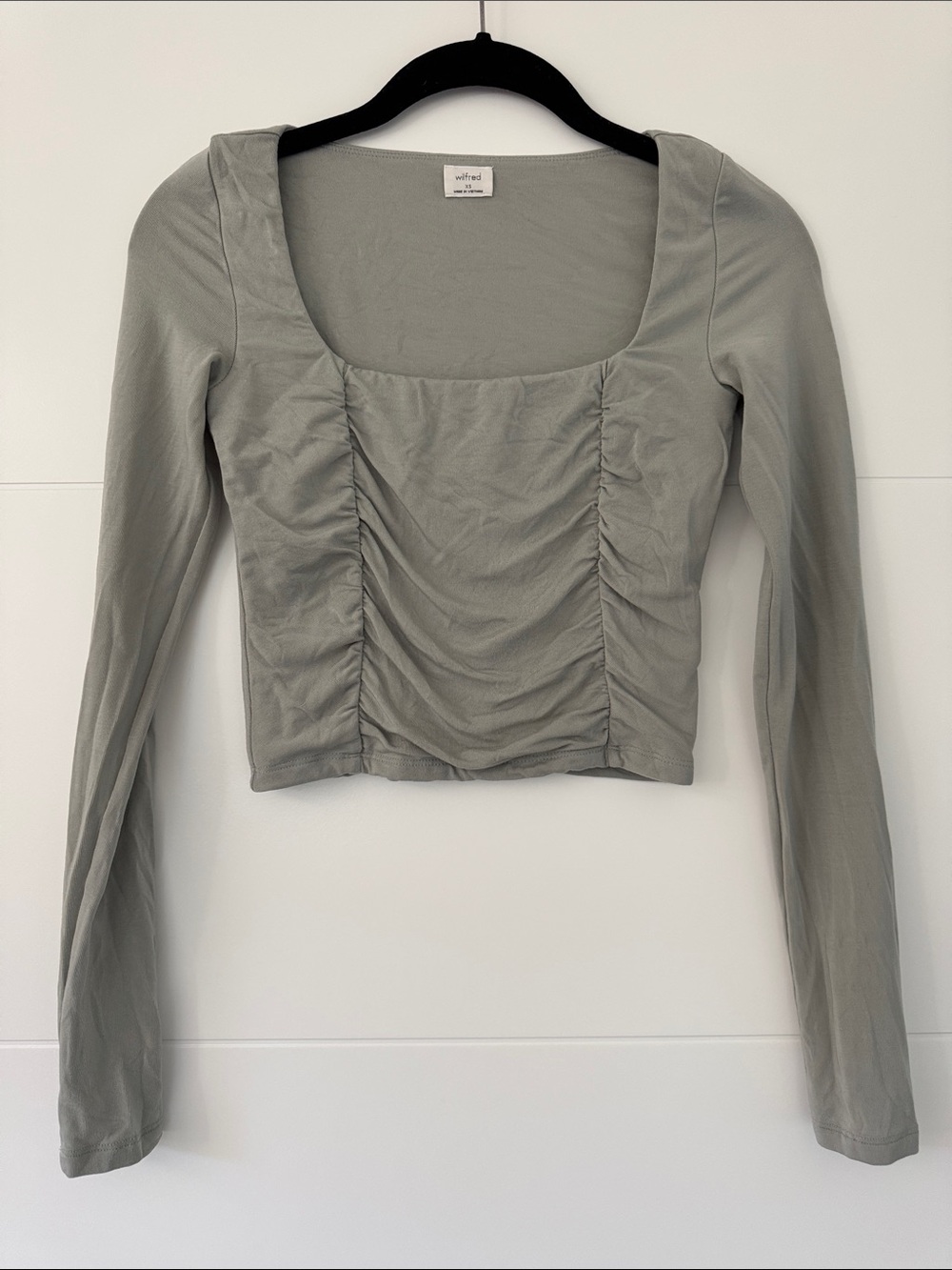 wilfred Lydia Top Long Sleeve Ruched Gray XS